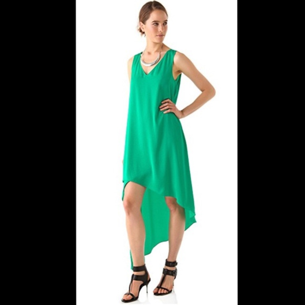 BCBG Asymmetrical emerald green maxi dress